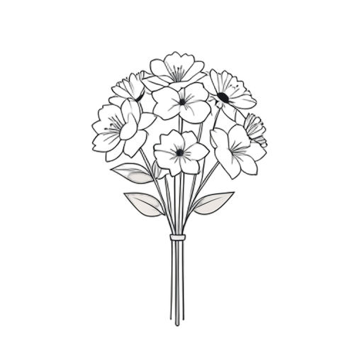 Bouquet Art au Trait - SVG & PNG gratuits | FreeSVGLab