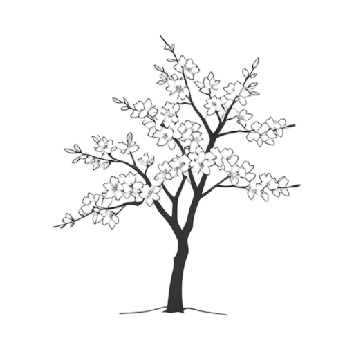 樱花树 SVG 图标 - 线条艺术风格下载 | FreeSVGLab