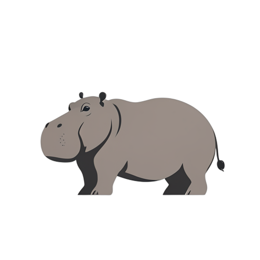 Flat Icon Hippopotamus