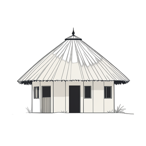 Line Art African Hut