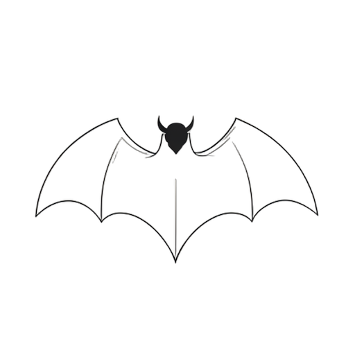 Line Art Ведьминский летучая мышь