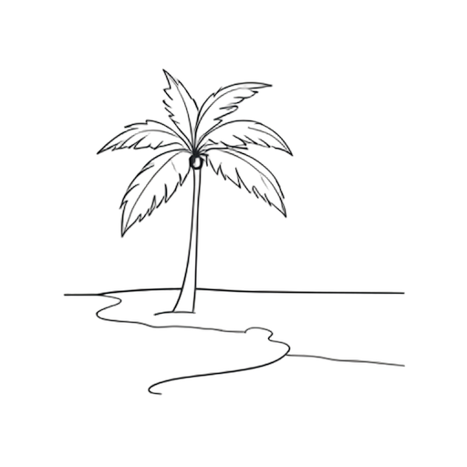 Line Art Spiaggia tropicale