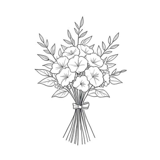Line Art Bouquet de mariage