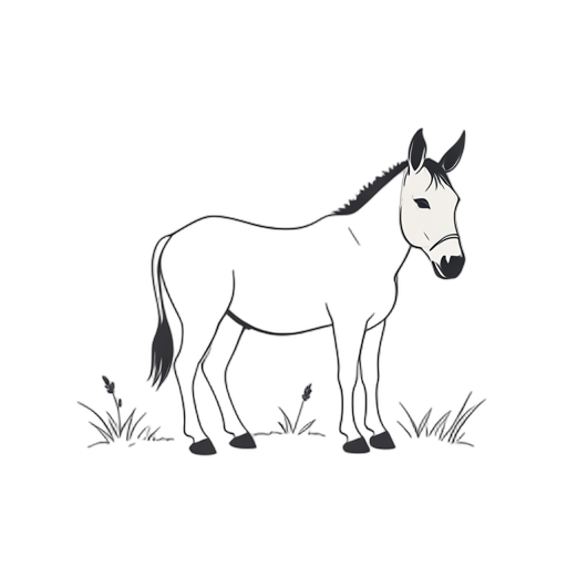 Line Art फार्म गधा