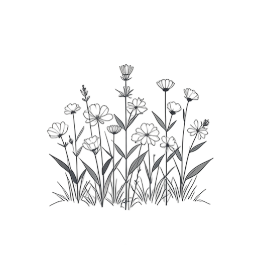 Line Art Flower Garden