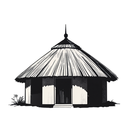 Woodcut African Hut