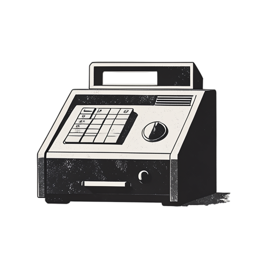 Woodcut Cash Register