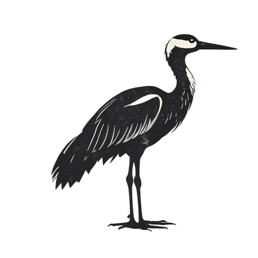 Woodcut Crane Bird