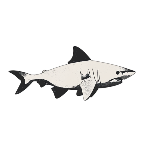 Woodcut Great White Shark