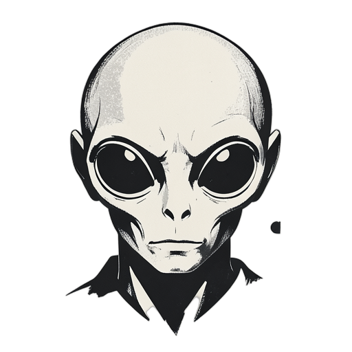Woodcut Grey Alien