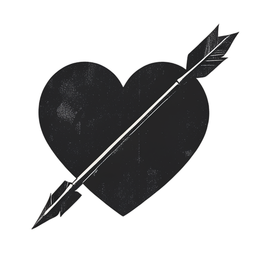 Woodcut Heart with Arrow
