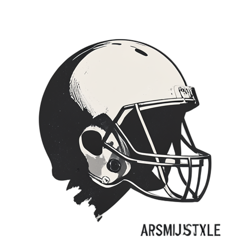 Woodcut Casque de football