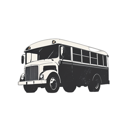 Woodcut School Bus
